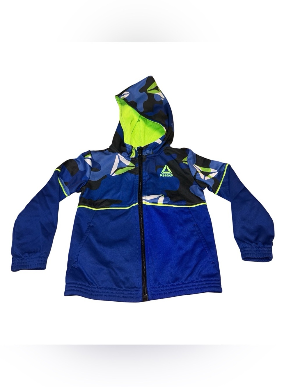 Reebok Toddler Size 3T Full Zip Hooded Track Jacket Multicolor Long Sleeves